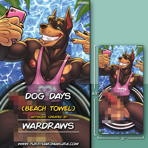 Dog Days Beach Towel by Wardraws