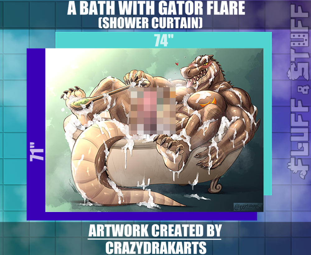 A Bath with Gator Flare Shower Curtain by Crazydrakarts