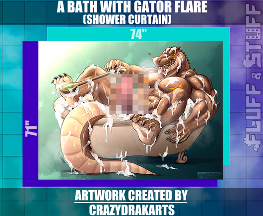 A Bath with Gator Flare Shower Curtain by Crazydrakarts